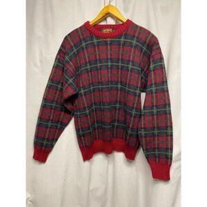 Vintage Eddie Bauer Men’s Red Plaid Wool Sweater size L